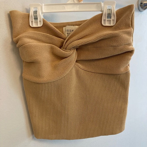 DISSH Anika Twisted Knit Cropped Tube Top Tan size 4 - Picture 2 of 5